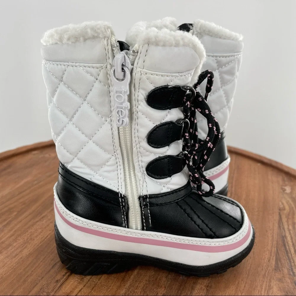 TOTES Kid's Snow Boots - Size 5 MED  "Haddie" Style - White/Pink/Black - Picture 5 of 9